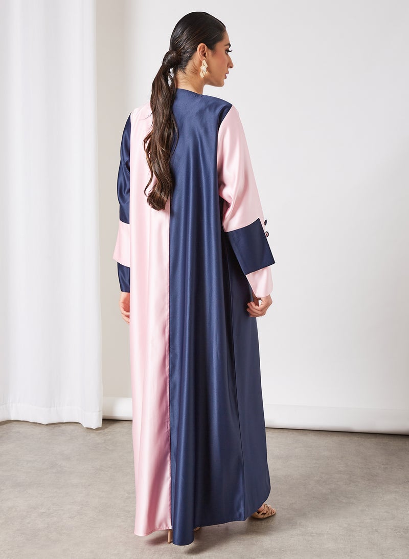 Bousni Stylish Casual Abaya With Sheilah Blue/Pink  - Image 2