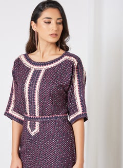 THE ARAB STUDIO Embroidered Kaftan Navy Blue  - Image 3