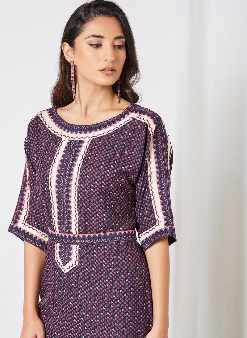 THE ARAB STUDIO - Embroidered Kaftan Navy Blue - Image 1
