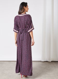 THE ARAB STUDIO Embroidered Kaftan Navy Blue  - Image 4