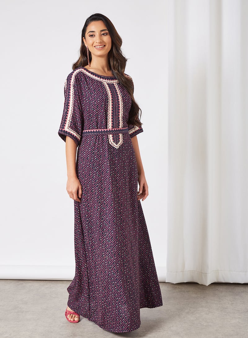 THE ARAB STUDIO - Embroidered Kaftan Navy Blue - Image 1