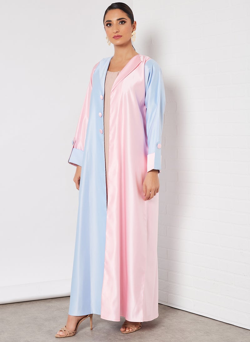 Bousni Stylish Casual Abaya With Sheilah Pink/Blue  - Image 1