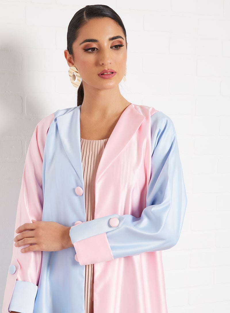 Bousni Stylish Casual Abaya With Sheilah Pink/Blue  - Image 3