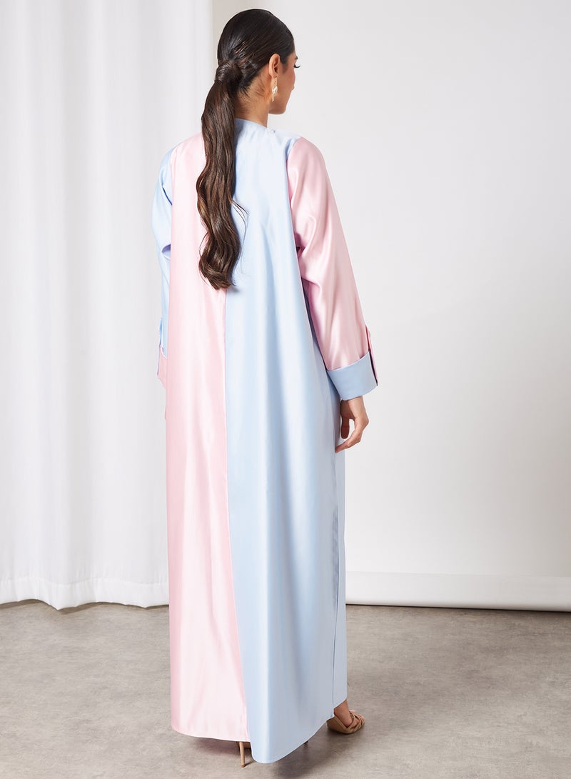 Bousni Stylish Casual Abaya With Sheilah Pink/Blue  - Image 2