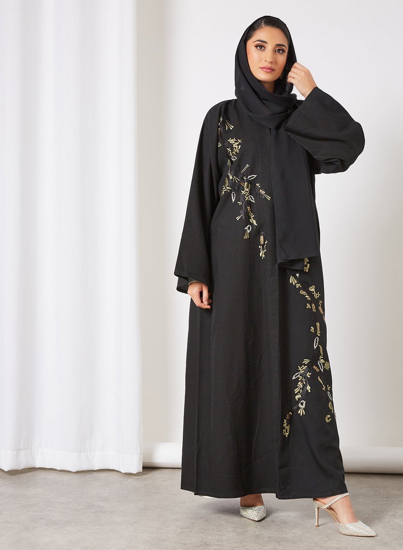 Bousni Stylish Casual Abaya With Sheilah Black  - Image 1