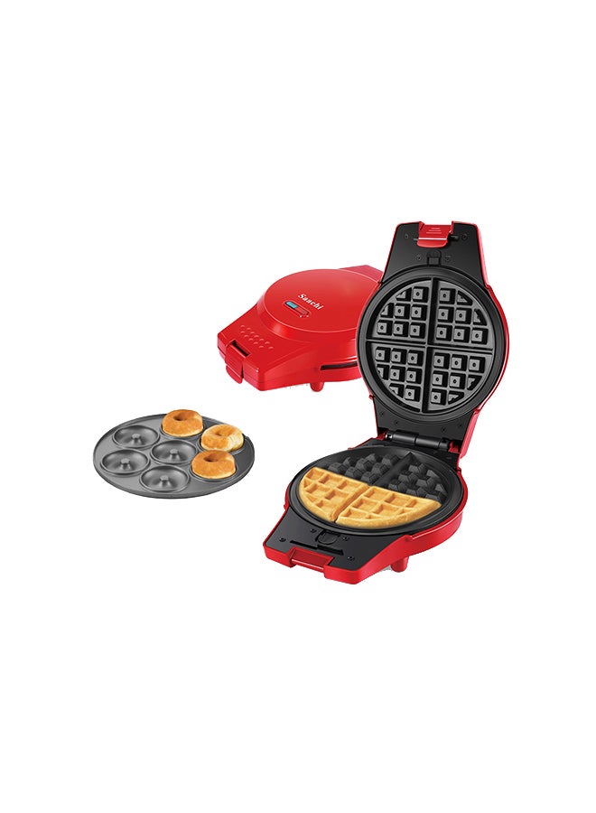 Saachi - 2 In 1 Waffle/Donut Maker NL-2M-1564-RD 1000 W NL-3M-1565 Red - Image 1