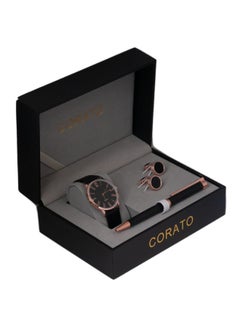 Men's Analog Wrist Watch With Pen And Cufflinks Set