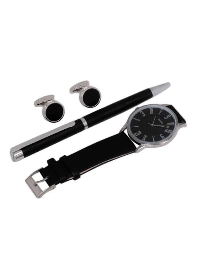 كوراتو طقم ساعة يد بعقارب مع قلم وأزرار أكمام القمصان للرجال - Image 3