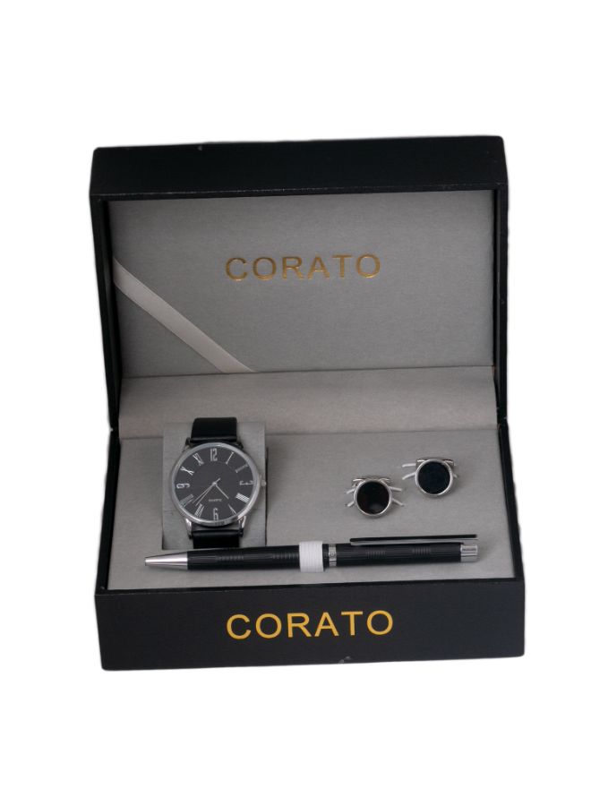 كوراتو طقم ساعة يد بعقارب مع قلم وأزرار أكمام القمصان للرجال - Image 4