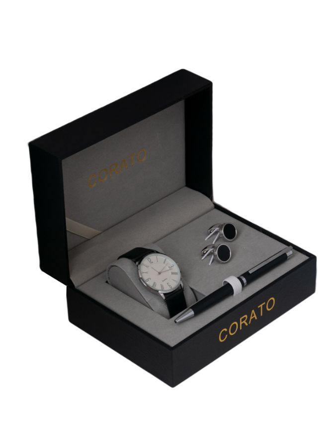 Corato - Men's Analog Wrist Watch With Pen And Cufflinks Set - Image 1