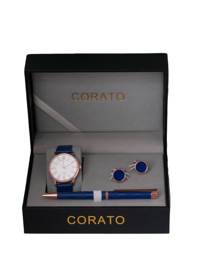 كوراتو طقم ساعة يد بعقارب مع قلم وأزرار أكمام. للرجال - Image 4