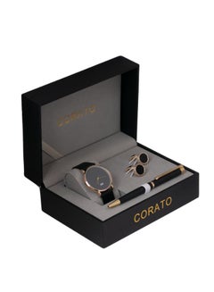 Men's Analog Wrist Watch With Pen And Cufflinks Set