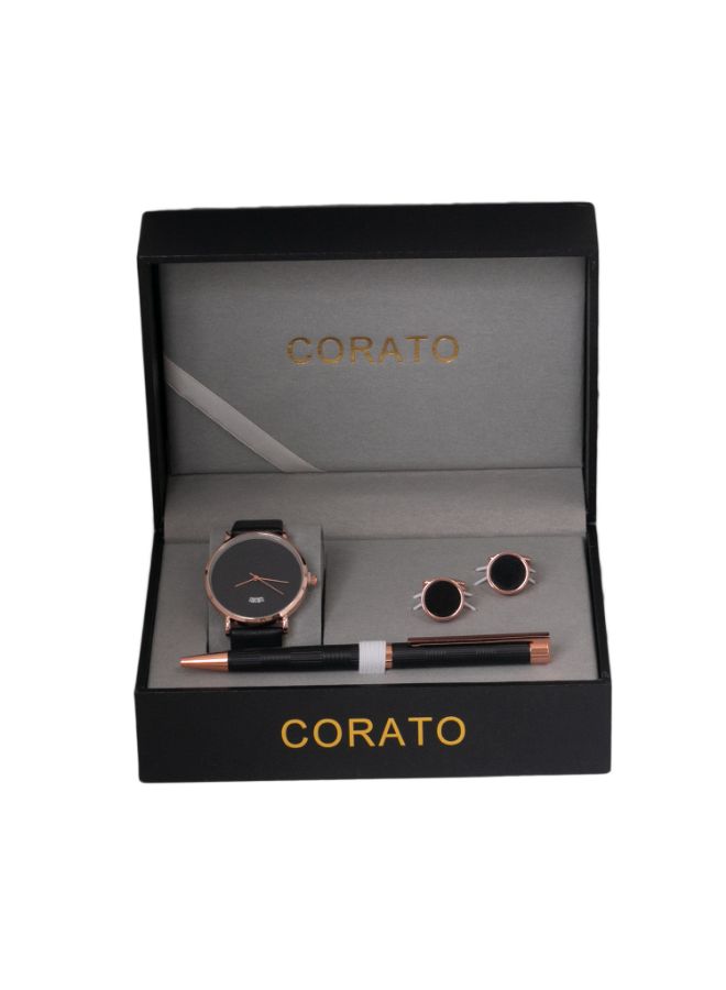 كوراتو طقم ساعة يد بعقارب مع قلم وأزرار أكمام القمصان للرجال - Image 1