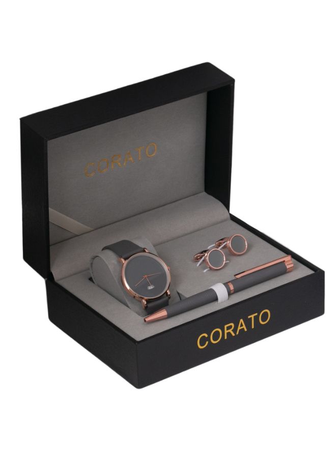 كوراتو طقم ساعة يد بعقارب مع قلم وأزرار أكمام القمصان للرجال - Image 2