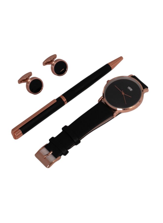 كوراتو طقم ساعة يد بعقارب مع قلم وأزرار أكمام القمصان للرجال - Image 4