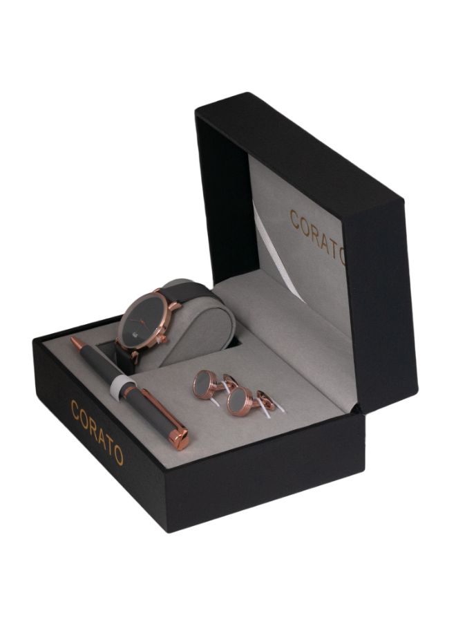 كوراتو طقم ساعة يد بعقارب مع قلم وأزرار أكمام القمصان للرجال - Image 1