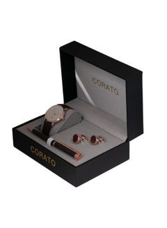 Men's Analog Wrist Watch With Pen And Cufflinks Set