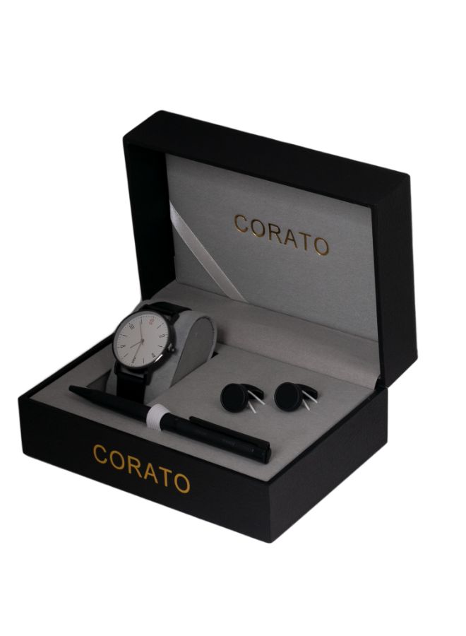 كوراتو طقم ساعة يد بعقارب مع قلم وأزرار أكمام القمصان للرجال - Image 2