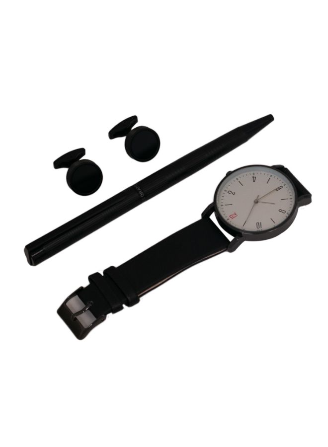 كوراتو طقم ساعة يد بعقارب مع قلم وأزرار أكمام القمصان للرجال - Image 3