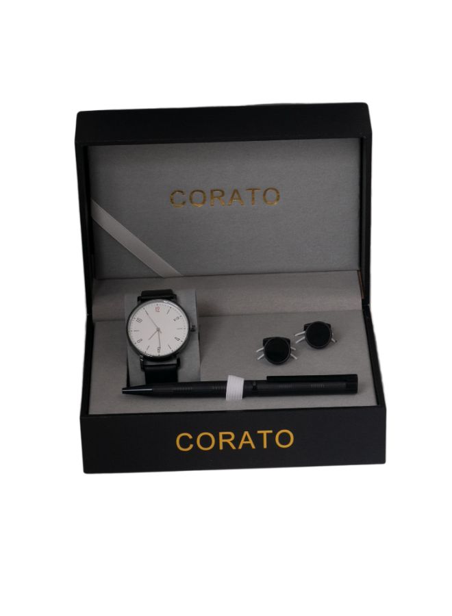 كوراتو طقم ساعة يد بعقارب مع قلم وأزرار أكمام القمصان للرجال - Image 4