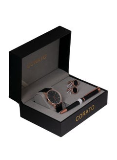 Men's Analog Wrist Watch With Pen And Cufflinks Set