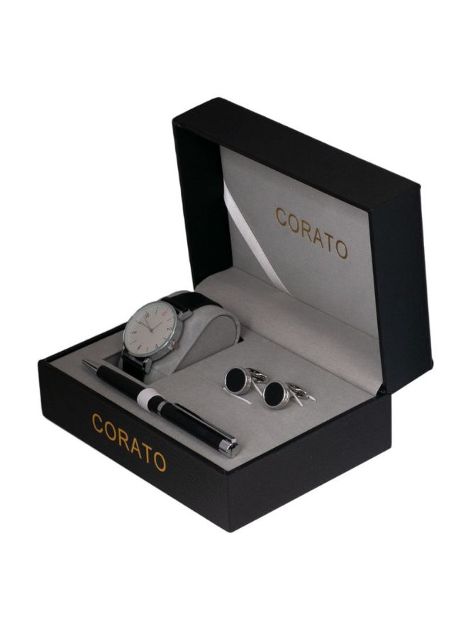 كوراتو طقم ساعة يد بعقارب مع قلم وأزرار أكمام. للرجال - Image 2