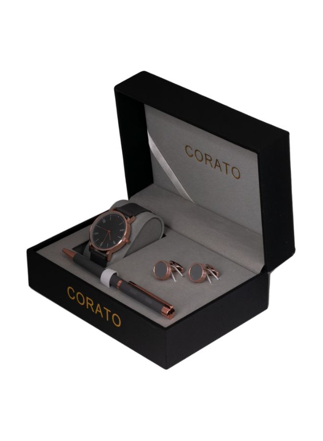 كوراتو طقم ساعة يد بعقارب مع قلم وأزرار أكمام القمصان للرجال - Image 3