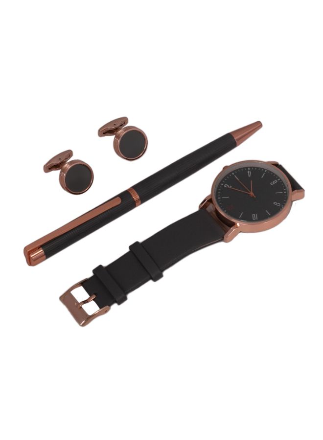 كوراتو طقم ساعة يد بعقارب مع قلم وأزرار أكمام القمصان للرجال - Image 4