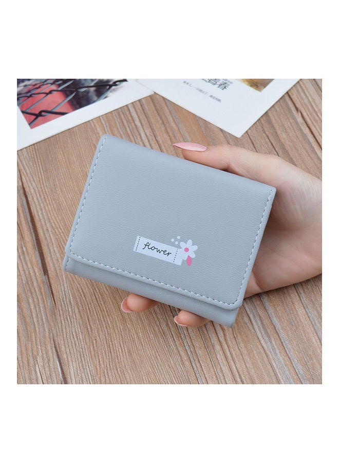 Flower Printed Wallet Grey