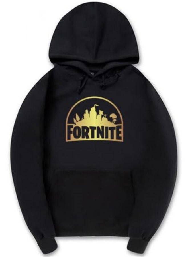 GObuy Printed Casual Hoodie Black/Yellow  - Image 2