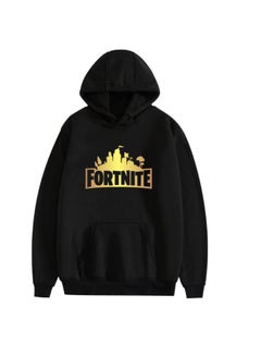 GObuy Printed Casual Hoodie Black/Yellow  - Image 1