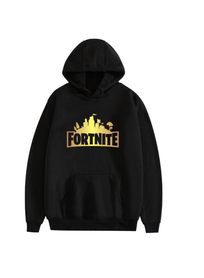 GObuy Printed Casual Hoodie Black/Yellow  - Image 1