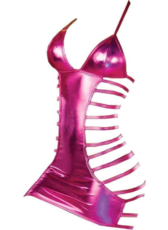 GObuy Lace Up Mesh Sling Babydoll Pink 