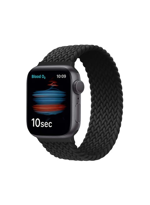 Solo Loop Nylon Braided Strap for Apple Watch 42mm/44mm, Soft Stretchable Replacement Wristband with Secure Fit For Apple Watch Series 1,2,3,4,5,6,SE, Size-XL, Fusion-44XL Black