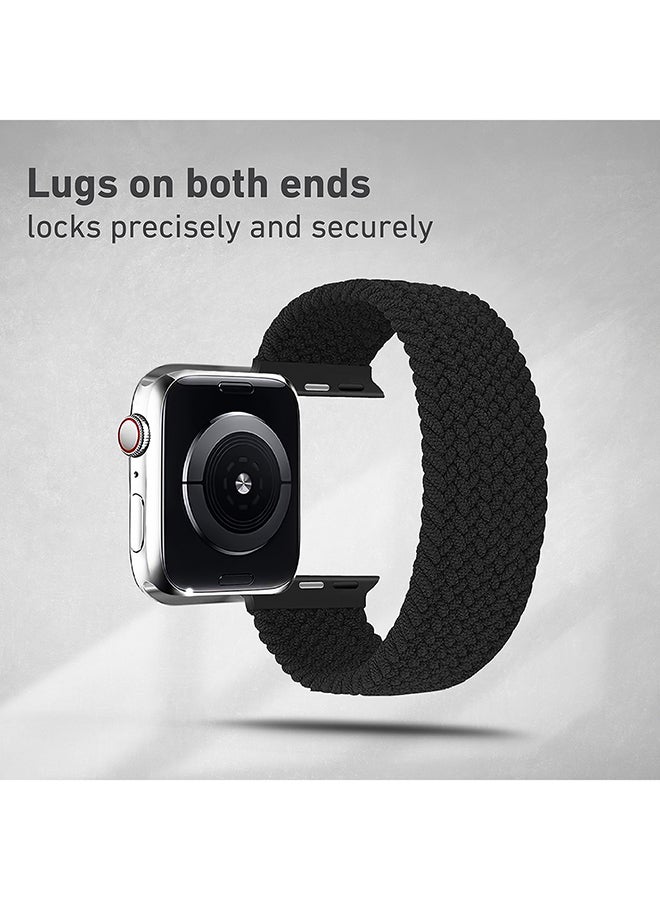 Solo Loop Nylon Braided Strap for Apple Watch 42mm/44mm, Soft Stretchable Replacement Wristband with Secure Fit For Apple Watch Series 1,2,3,4,5,6,SE, Size-XL, Fusion-44XL Black