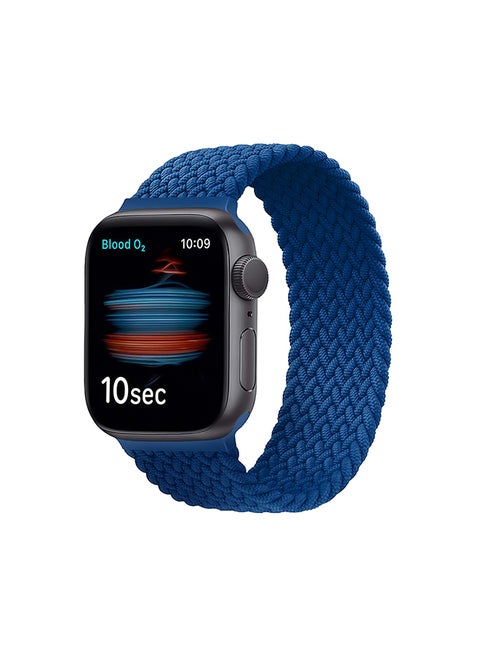 Solo Loop Nylon Braided Strap for Apple Watch 42mm/44mm, Soft Stretchable Replacement Wristband with Secure Fit for Apple Watch Series 1,2,3,4,5,6,SE, Size-Large, Fusion-44L Blue