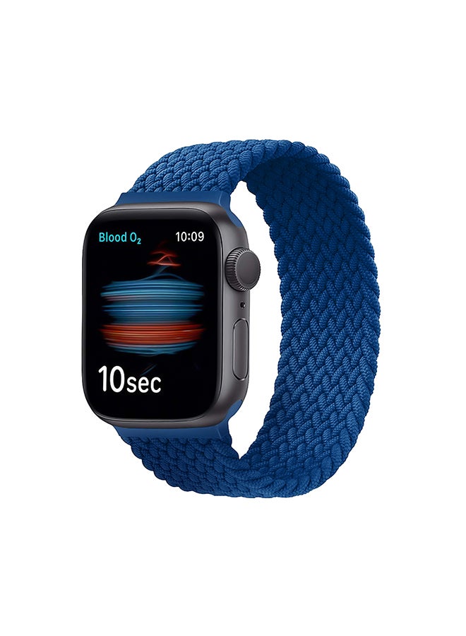 Solo Loop Nylon Braided Strap for Apple Watch 42mm/44mm, Soft Stretchable Replacement Wristband with Secure Fit for Apple Watch Series 1,2,3,4,5,6,SE, Size-Large, Fusion-44L Blue