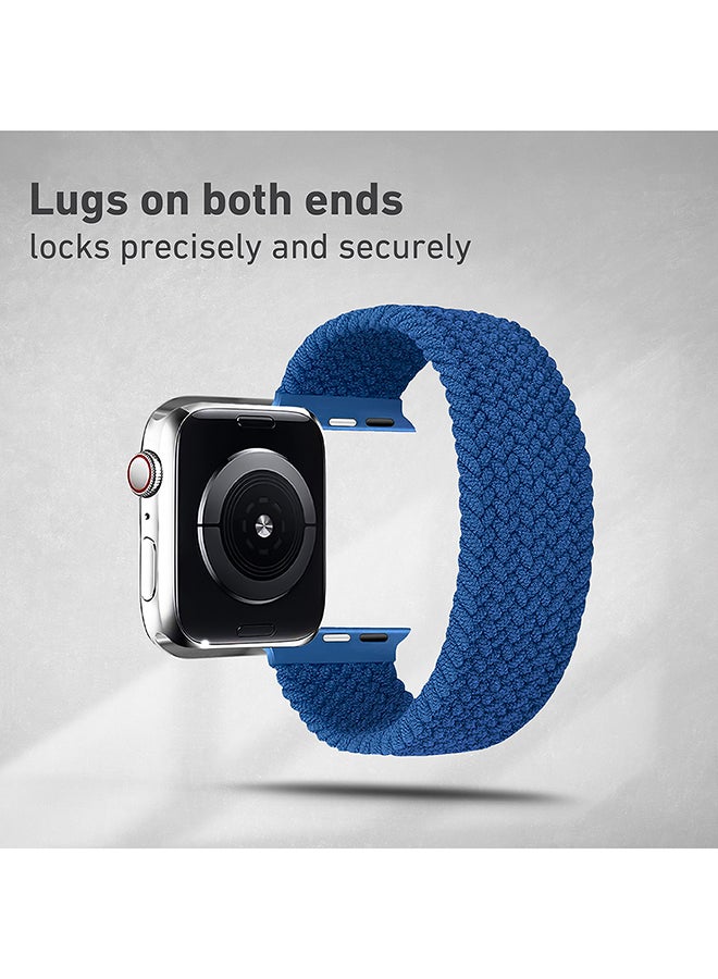 Solo Loop Nylon Braided Strap for Apple Watch 42mm/44mm, Soft Stretchable Replacement Wristband with Secure Fit for Apple Watch Series 1,2,3,4,5,6,SE, Size-Large, Fusion-44L Blue