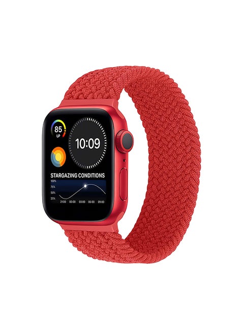 Solo Loop Nylon Braided Strap for Apple Watch 42mm/44mm, Soft Stretchable Replacement Wristband with Secure Fit for Apple Watch Series 1,2,3,4,5,6,SE, Size-Large, Fusion-44L Red