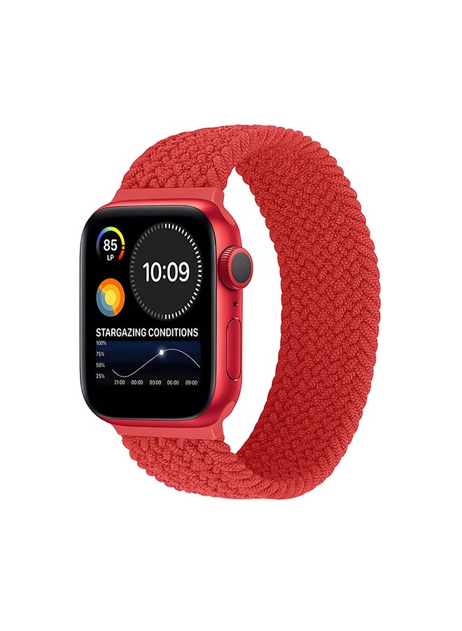 PROMATE - Solo Loop Nylon Braided Strap for Apple Watch 42mm/44mm, Soft Stretchable Replacement Wristband with Secure Fit for Apple Watch Series 1,2,3,4,5,6,SE, Size-Large, Fusion-44L Red - Image 1