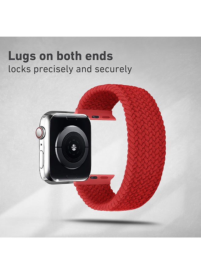 PROMATE - Solo Loop Nylon Braided Strap for Apple Watch 42mm/44mm, Soft Stretchable Replacement Wristband with Secure Fit for Apple Watch Series 1,2,3,4,5,6,SE, Size-Large, Fusion-44L Red - Image 1