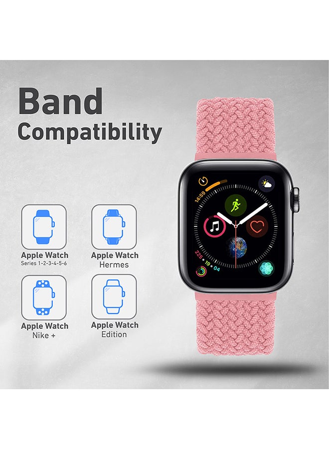 PROMATE - Solo Loop Nylon Braided Strap for Apple Watch 38mm/40mm, Soft Stretchable Replacement Wristband With Secure Fit For Apple Watch Series 1,2,3,4,5,6,SE, Size-Small, Fusion-40S Pink - Image 1