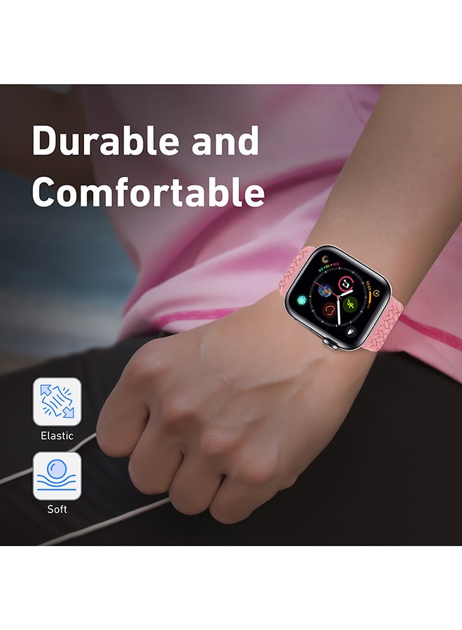PROMATE - Solo Loop Nylon Braided Strap for Apple Watch 38mm/40mm, Soft Stretchable Replacement Wristband With Secure Fit For Apple Watch Series 1,2,3,4,5,6,SE, Size-Small, Fusion-40S Pink - Image 1
