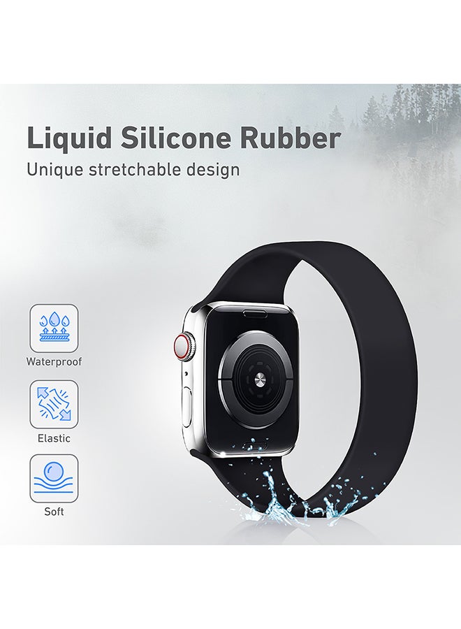 Silicone Watch Strap, Premium Solo Loop Elastic Sports Band Replacement for Apple Watch 38/40mm Band with Sweat Resistant for Apple Watch Series 1, 2, 3, 4, 5, 6, SE, Size-M,Loop-40M Black Black