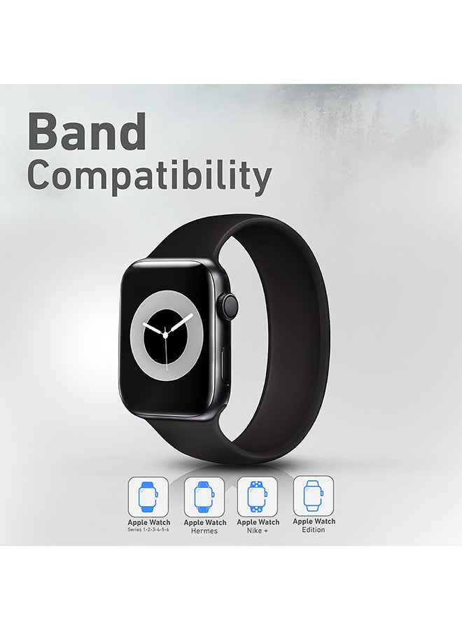 Silicone Watch Strap, Premium Solo Loop Elastic Sports Band Replacement for Apple Watch 38/40mm Band with Sweat Resistant for Apple Watch Series 1, 2, 3, 4, 5, 6, SE, Size-M,Loop-40M Black Black