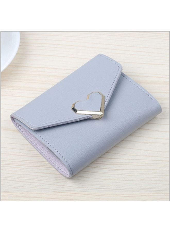 Metal Heart Design Bi-Fold Wallet Blue 