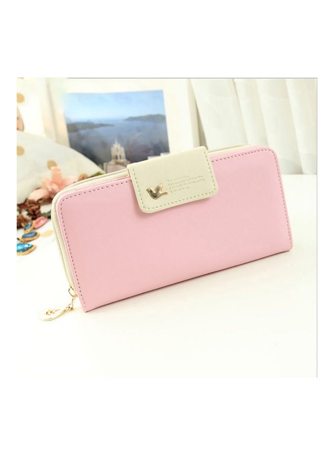 Zip Around Wallet Pink/Beige