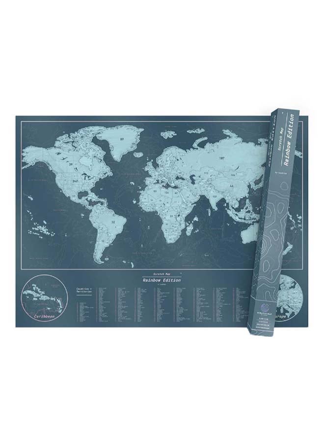 LUCKIES OF LONDON Rainbow Scratch Map Blue/Grey  - Image 1