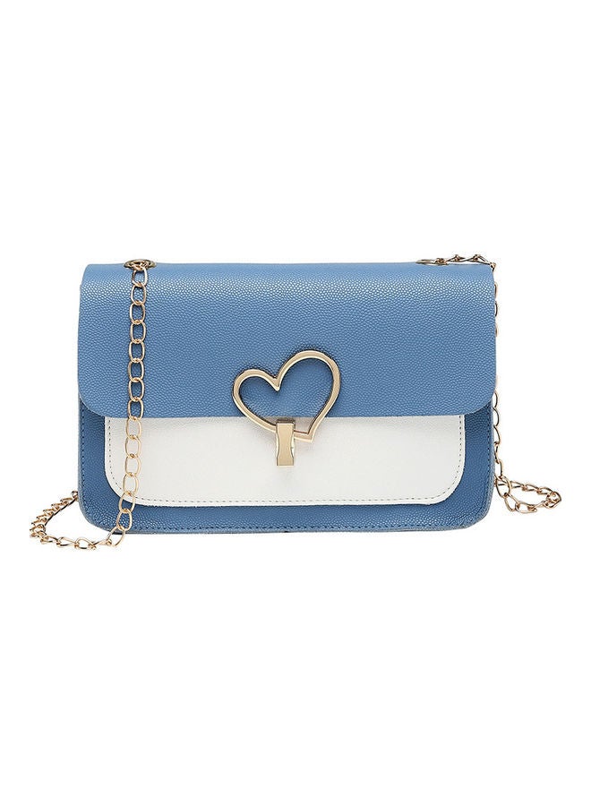 PU Crossbody Bag Blue/White/Gold 
