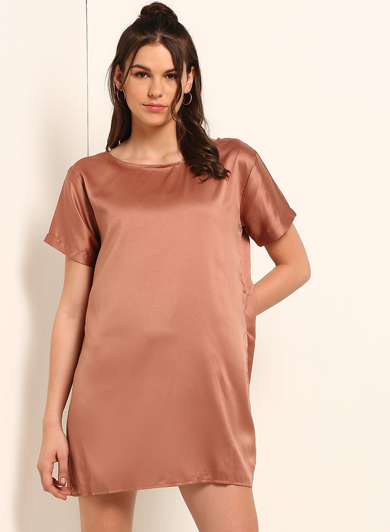 Blue Saint Stylish Casual Mini Dress Brown  - Image 1